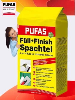 Шпатлевка Финишная Pufas 5 кг. Германия Пуфас для стен и потолков, высокая эластичность,сухая, шпаклевка для внутренних работ, белая,для стен и потолков,для гипсокартона