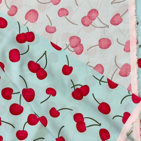 Ткань Вискоза "Вишня голубая" шир. 150 см 140г/м Состав: вискоза 100%