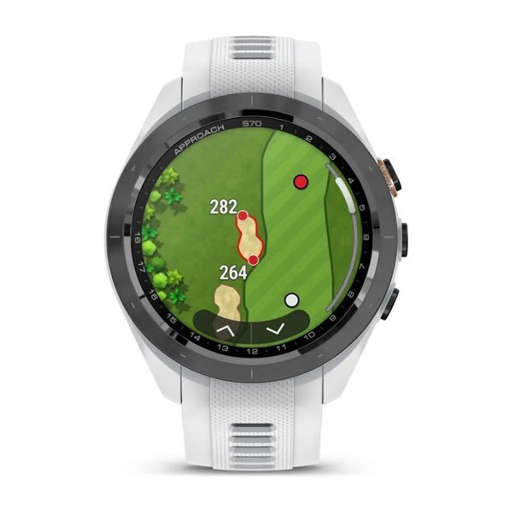Умные часы Garmin Approach S70 (42 мм) с черным керамическим безелем и белым ремешком