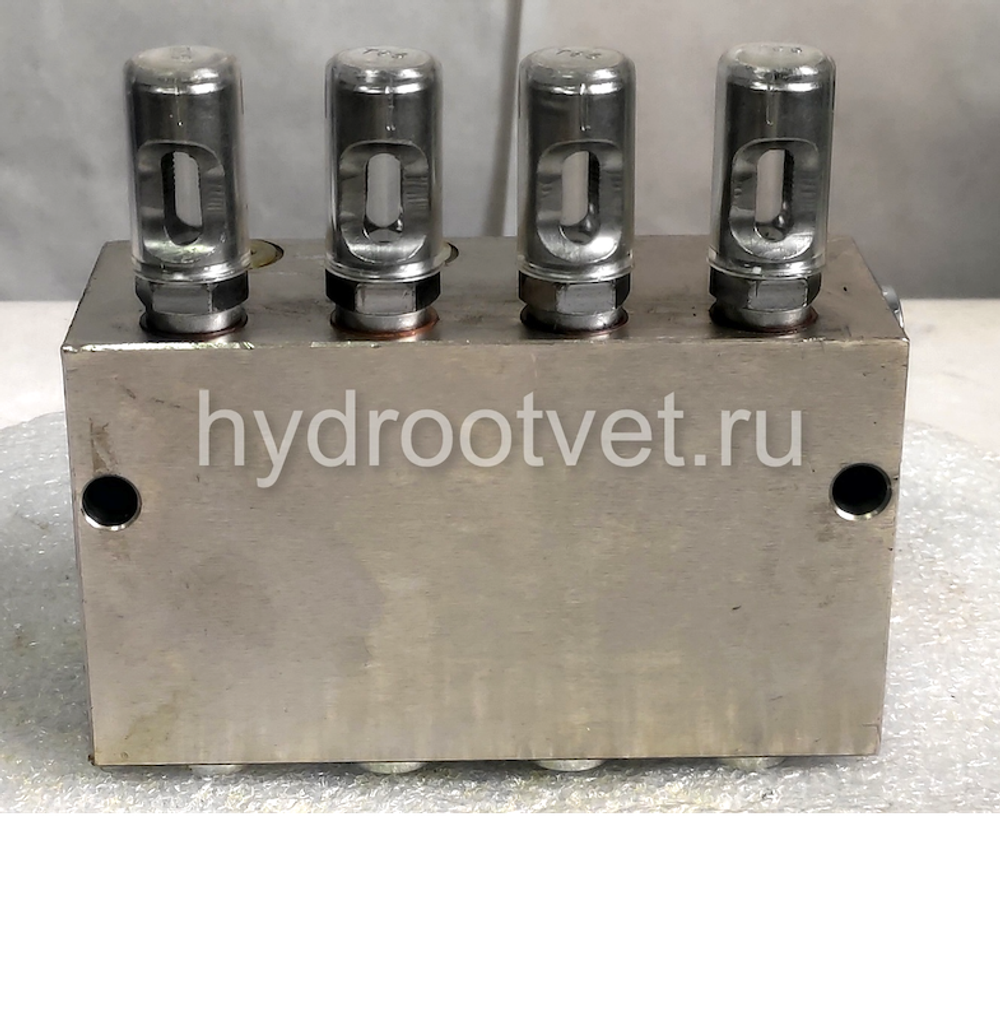 VSG8-KR - Питатель для двухлинейных систем смазки с рабочим давлением 400 бар, количество выходов 8, максимальная доза 2,3 мл/цикл, с регулятором и индикатором