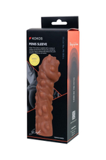 Телесная, покрытая пузырьками насадка на член - 16,5 см. (Цвет: телесный)