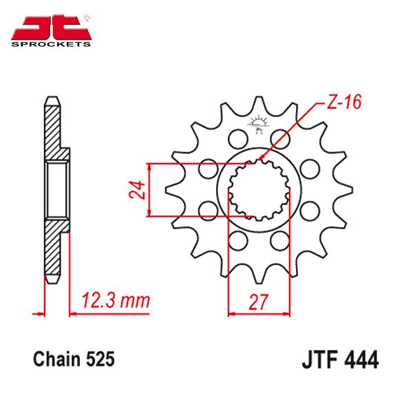 JT JTF444.16 звезда передняя (ведущая), 16 зубьев