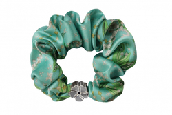 Шелковая резинка для волос Mollen Ландыши светло-бирюзовая
