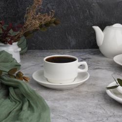 Чайная пара 130 мл белая d 6,9 см h5,2 см фарфор Stackable P.L. Proff Cuisine [4]