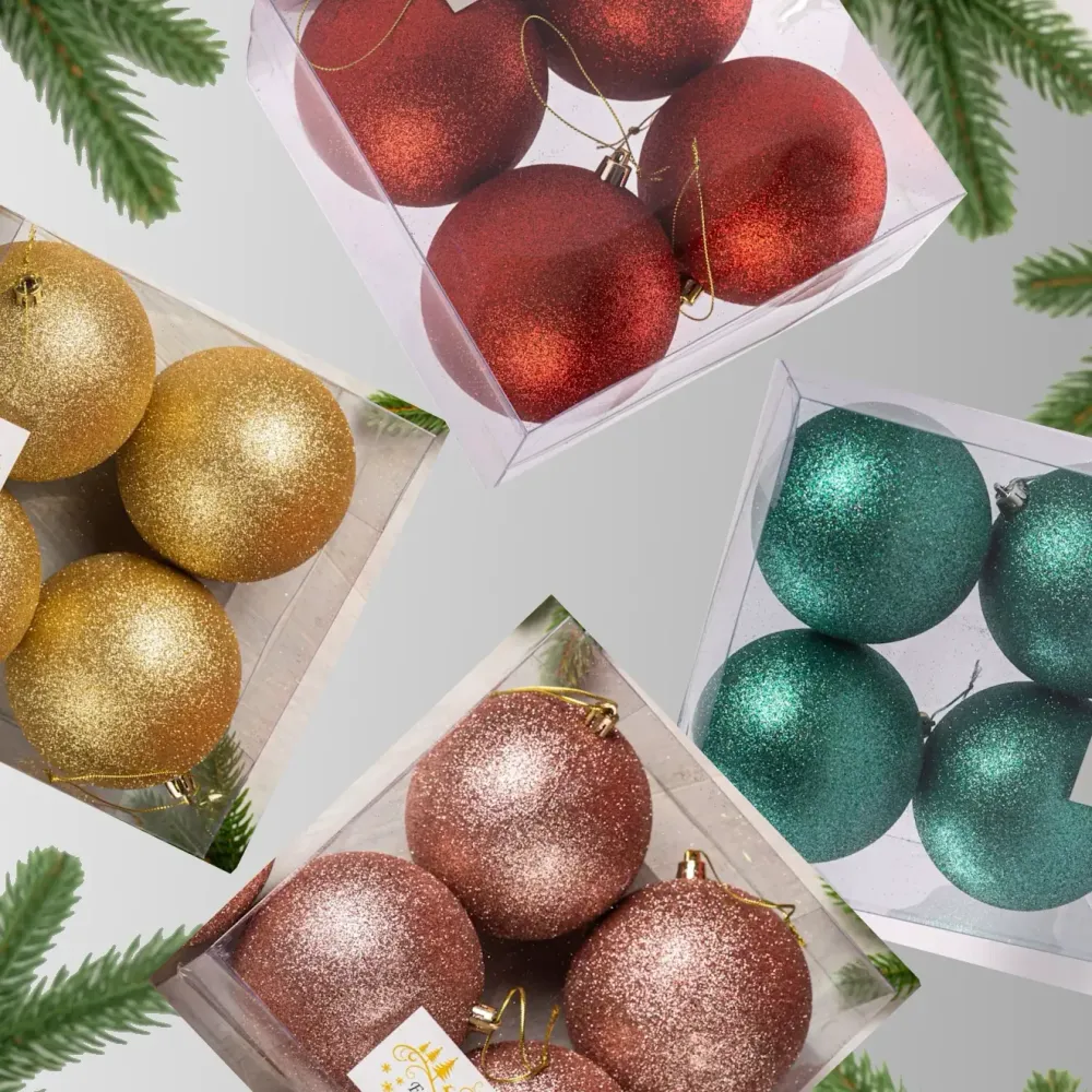 набор елочных шаров глиттер