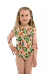 Сплошной детский купальник с рукавами "Жирафы"