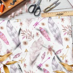 Ткань дюспо акварельные перышки