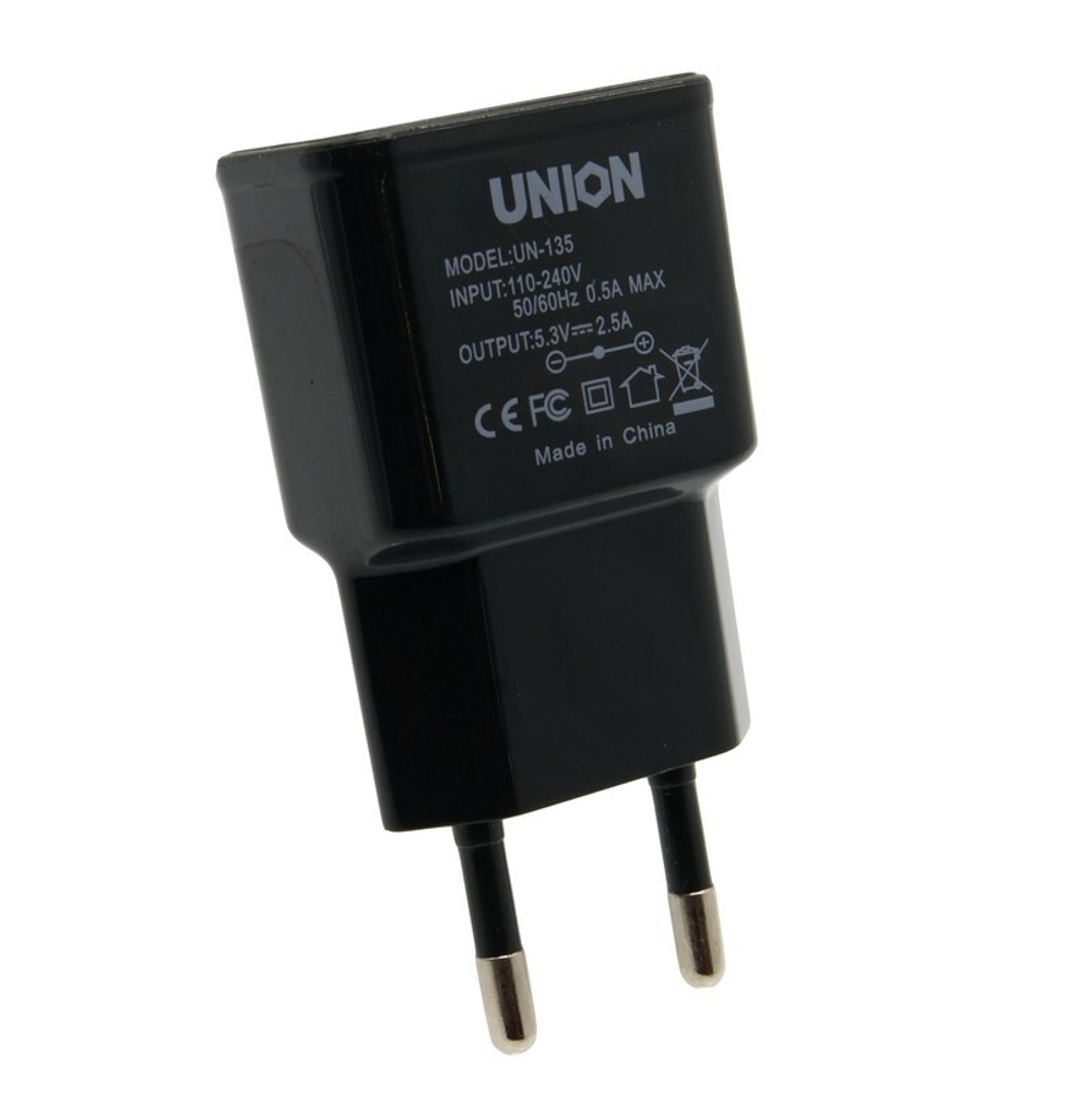 Сетевой адаптер питания Union UN-135 1USB 1A (черный)