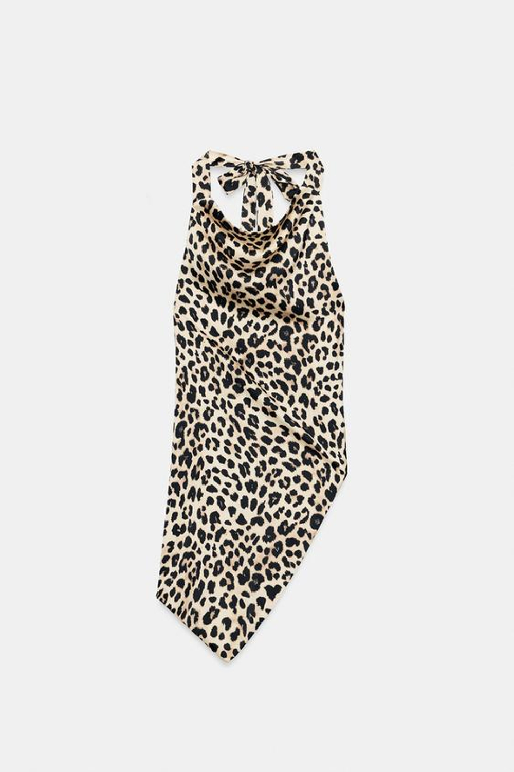 ZARA АТЛАСНЫЙ ТОП ХАЛТЕР АСИММЕТРИЧНЫЙ, ЛЕОПАРДОВЫЙ