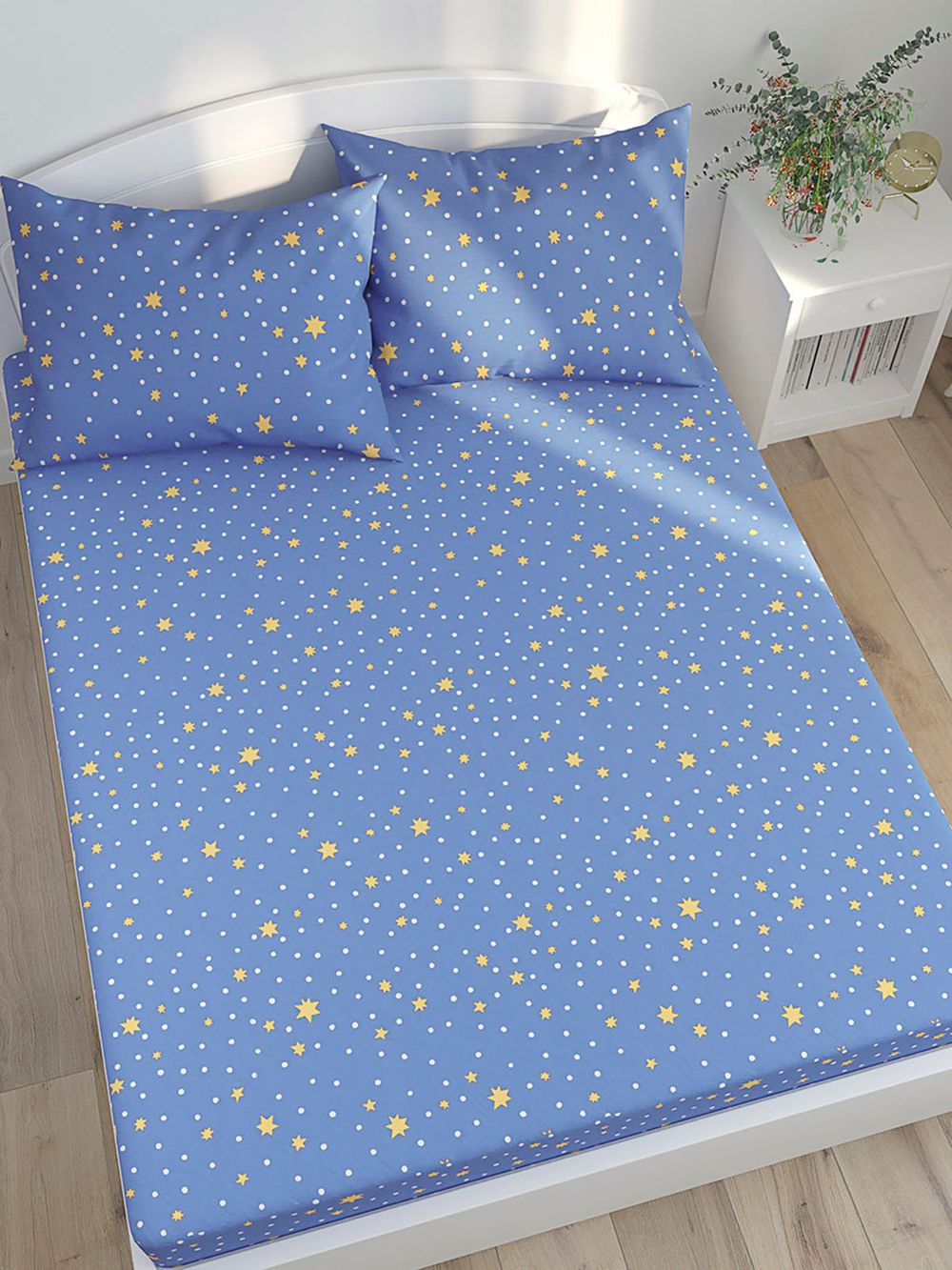 Постельное белье Anna Maria "Зимние звезды" евро   наволочки 50х70 2шт Простынь на резинке 180х200 см  Пододеяльник 200х215 см