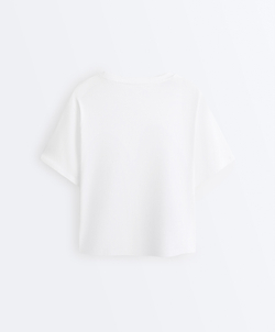 Oysho Boxy футболка с короткими рукавами из смесового хлопка, белый