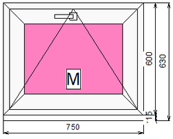 Пластиковое окно 600 х750 фрамуга (форточка) ТермА Эко + Москитная сетка