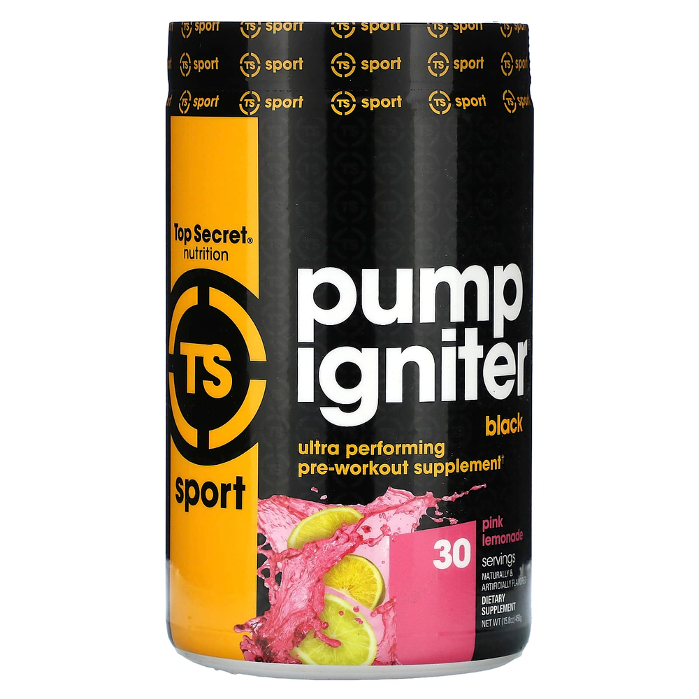 Top Secret Nutrition, Sport, Pump Igniter Black, эффективное средство перед тренировкой, розовый лимонад, 450 г (15,8 унции)