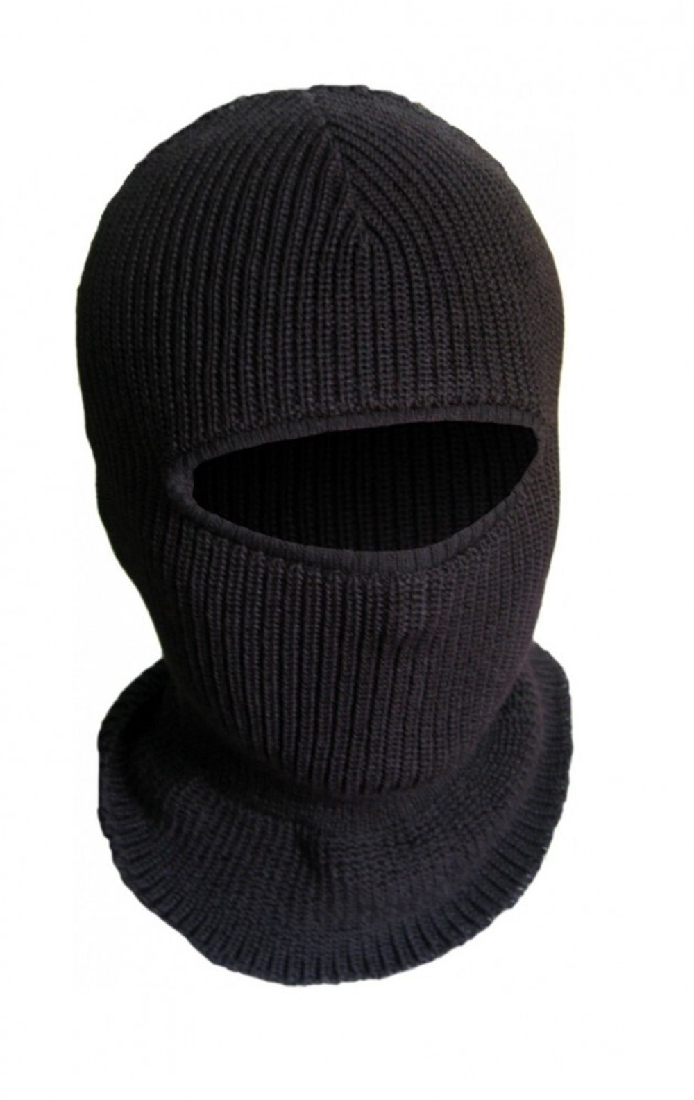 Балаклава черная вязаная один прорез