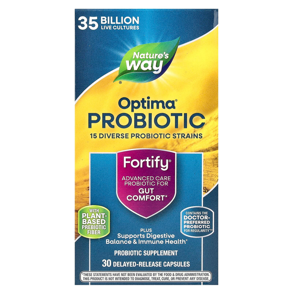 Nature's Way, Optima® Probiotic, Fortify®, для кишечника, 35 млрд, 30 капсул с отсроченным высвобождением