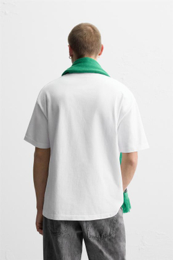 ZARA БАЗОВАЯ ФУТБОЛКА HEAVY WEIGHT, БЕЛЫЙ