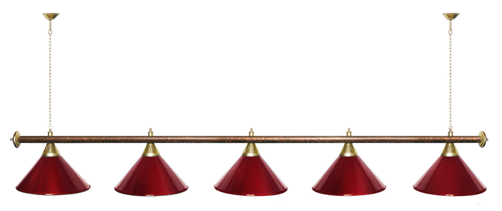 Лампа STARTBILLIARDS 5 пл. (плафоны зеленые,штанга золотая,фурнитура золото)