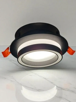 Встраиваемый, точечный потолочный светильник круг 2013 New Light GX53, черный металл, комплект 5шт