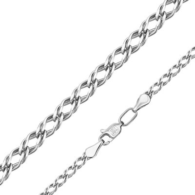 Цепь из белого золота с алмазной гранью (плетение «Двойной ромб»)