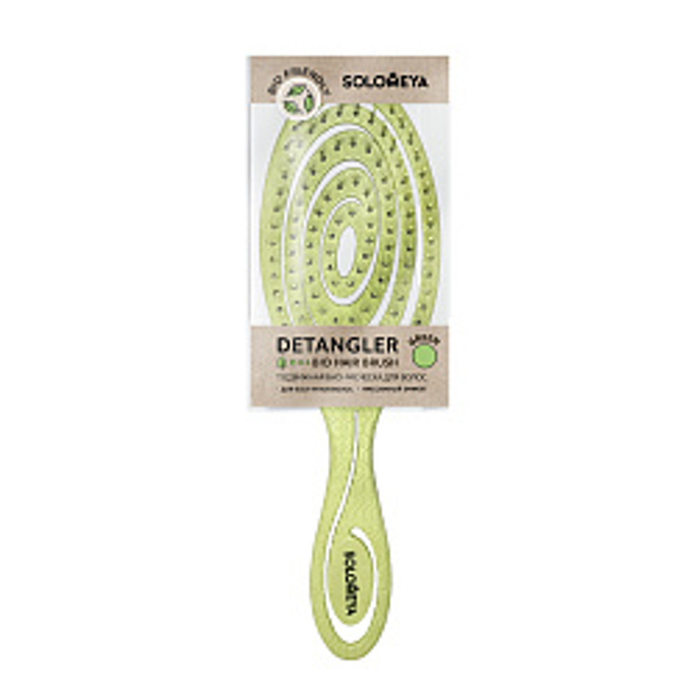 [Solomeya] Подвижная био-расческа для волос ЗЕЛЕНАЯ Detangling Bio Hair Brush Green, 1шт