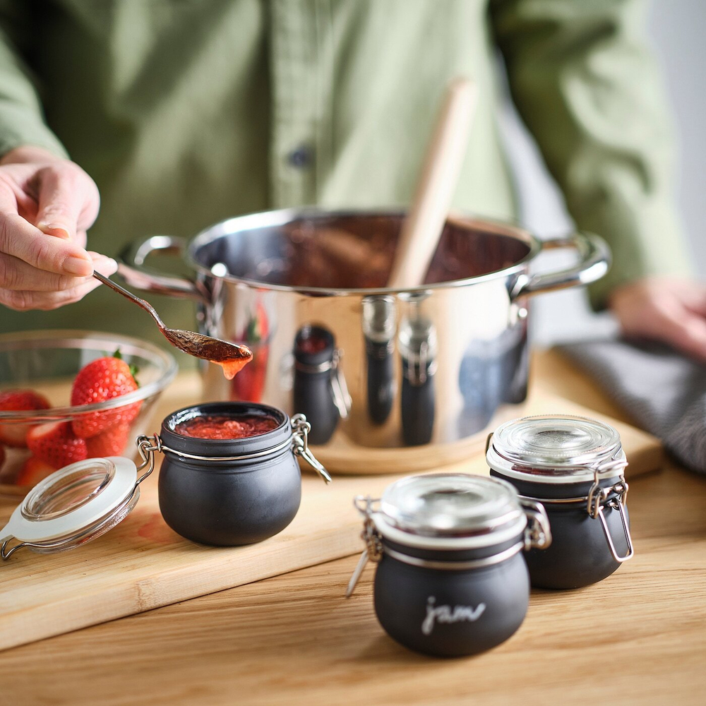 Набор банок для продуктов с крышкой IKEA KORKEN (КОРКЕН), Стекло, Черный, 130 мл, 3 шт