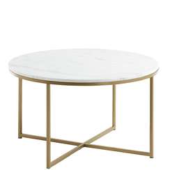 Журнальный столик Sheffield Ø80 см, белый мрамор
