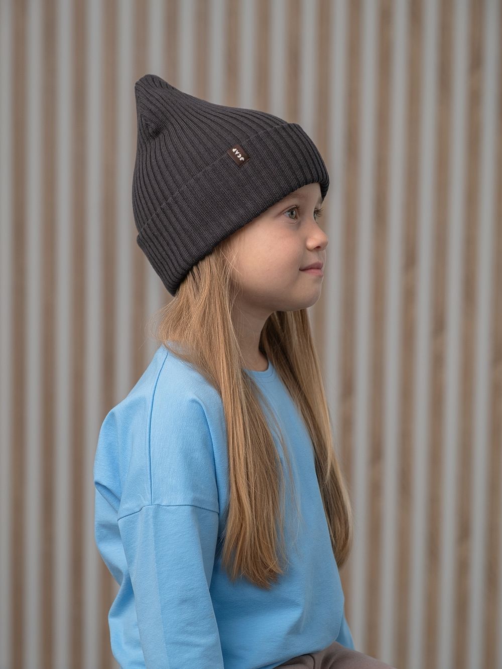 Шапка вязаная весенняя/осенняя МУЛА (Грифельный)