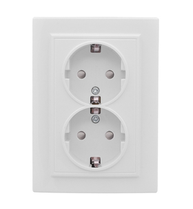 Розетка с/у Минск ERR16-128-100, 2 гнезда, с/з, з/ш, белая 221459