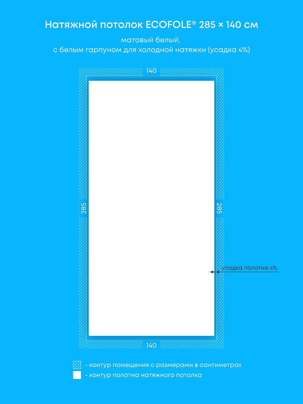 Матовый натяжной потолок 4 м2