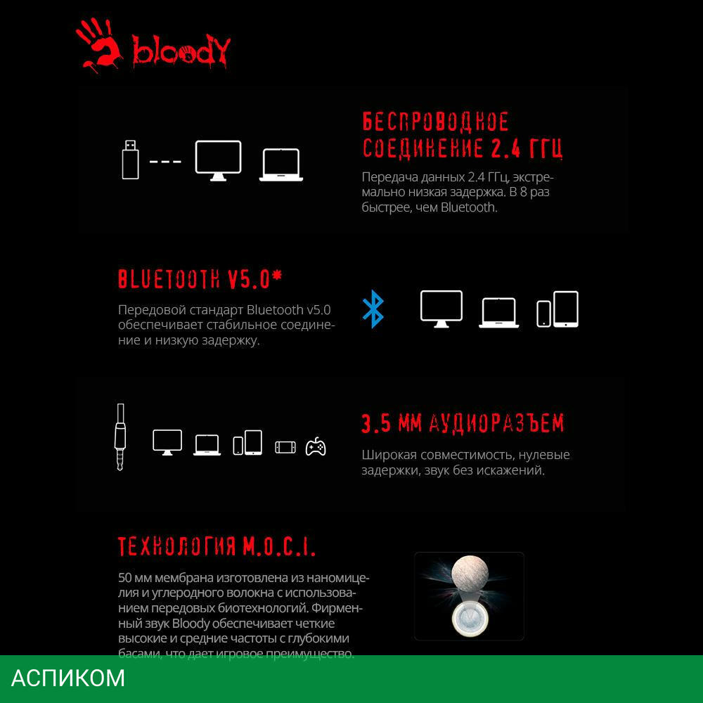 Наушники A4Tech Bloody MR710 черный