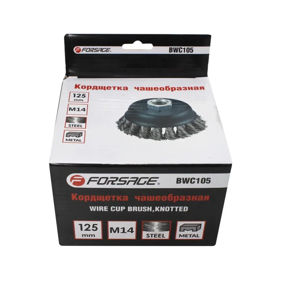 Кордщетка чашеобразная стальная витая для УШМ 75мм (М14) Forsage F-BWC103