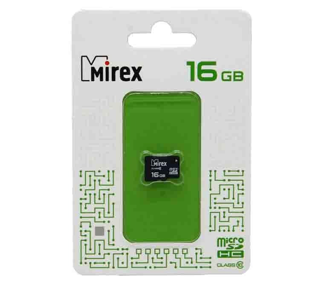 Micro SDHC карта памяти 16ГБ Mirex Class 10 (13612-MC10SD16)