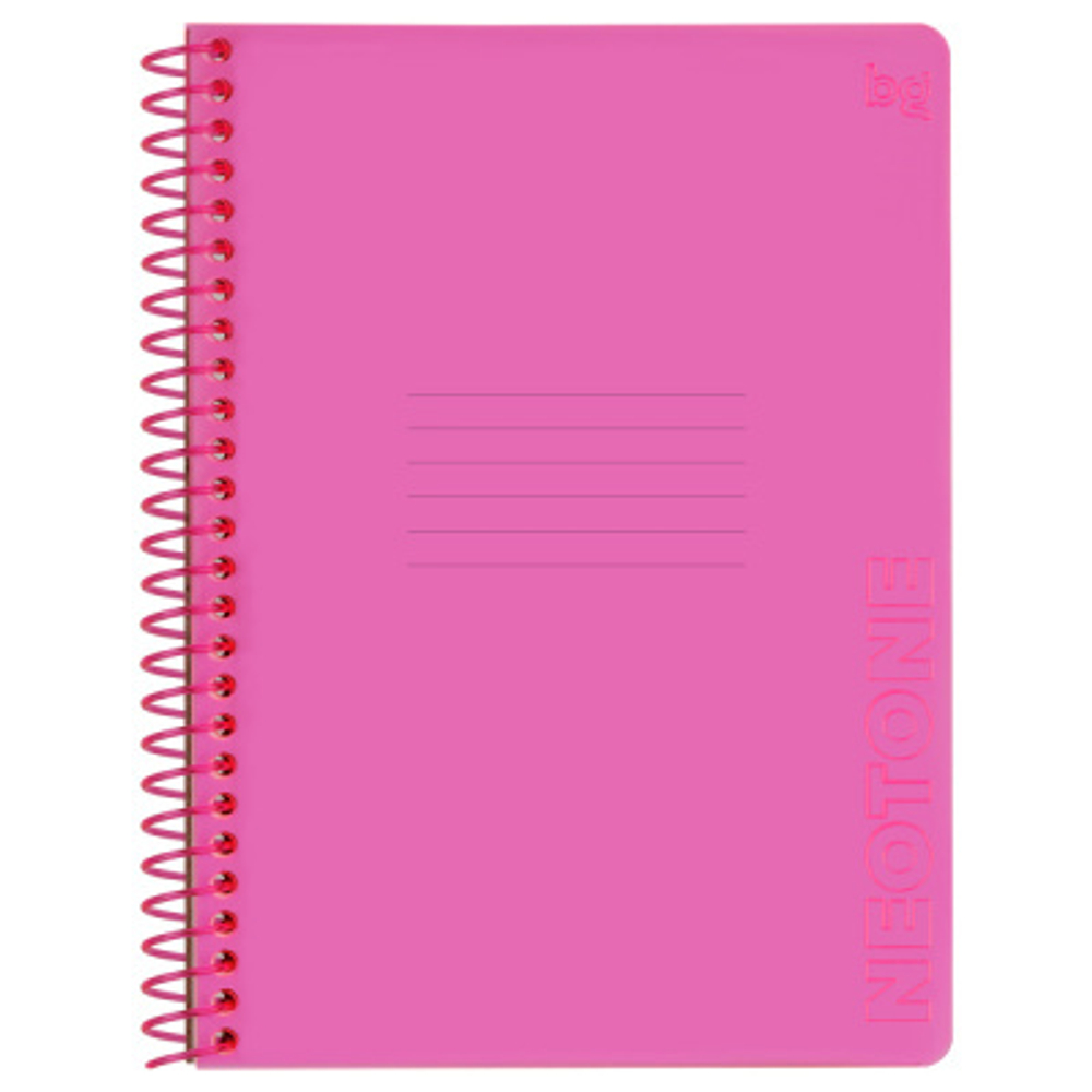 Тетрадь 48л., А5, клетка на пластиковом гребне, BG "Neon. Pink", пластиковая обложка