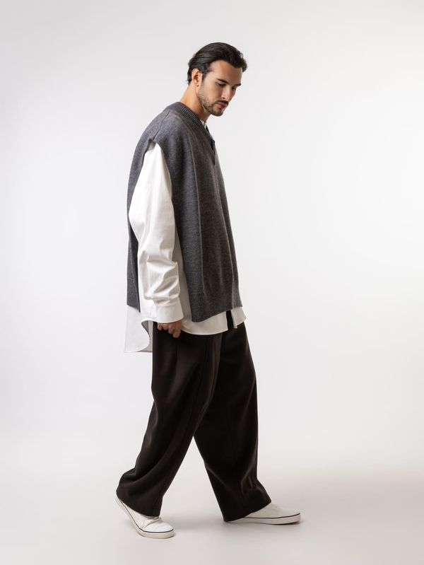 Пончо вязаное из мериноса серое - фото 3