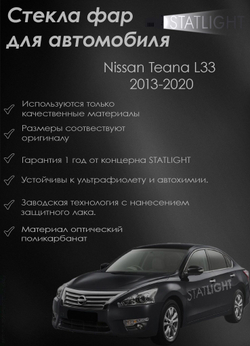 Стекло левой фары для автомобиля Nissan Teana L33 2013-2020