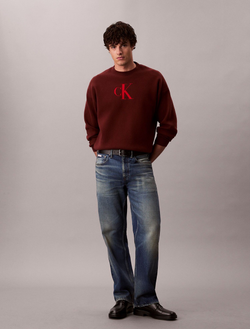 Свитер Calvin Klein Cotton Blend Monogram Relaxed Sweater Red