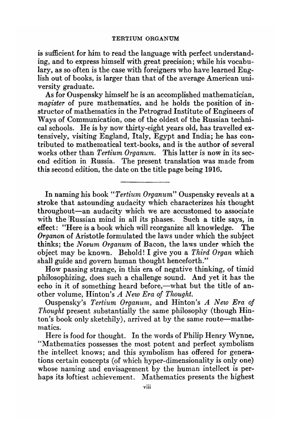 Tertium organum (the third organ of thought). A key to the enigmas of the world | P. D. Ouspensky