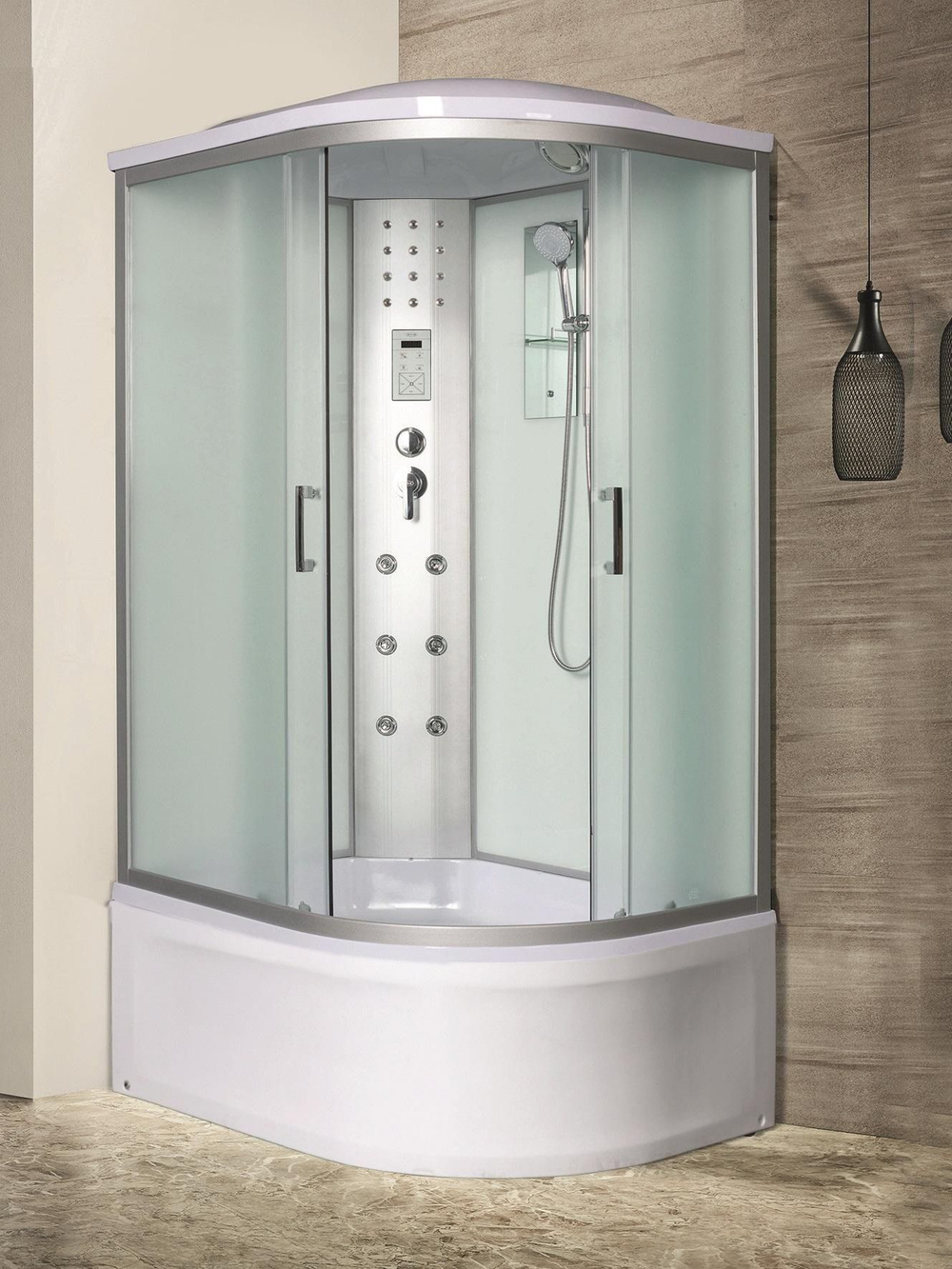 Душевая кабина RIVER  DUNAY XL 120/80/44 MT L 120х80 см,  матовое стекло, поддон высокий, крыша, левосторонняя, увеличенная высота