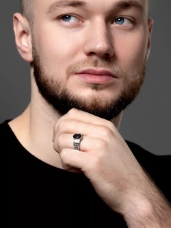 Серебряная печатка с раух топазом