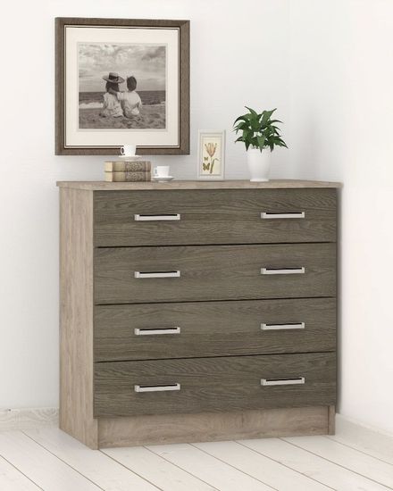 Комод КАТРИН-3 дуб эндгрейн / ясень анкор темный