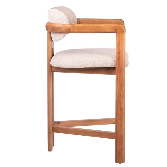 Полубарный стул Oberon 71 см, бежевая рогожка, ножки орех