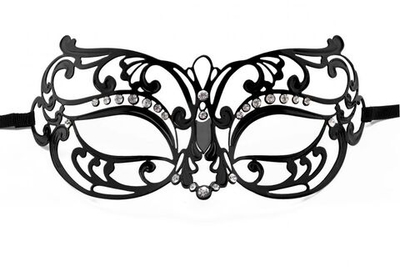 Чёрная маска со стразами Tribal Masquerade Mask (Цвет: черный)
