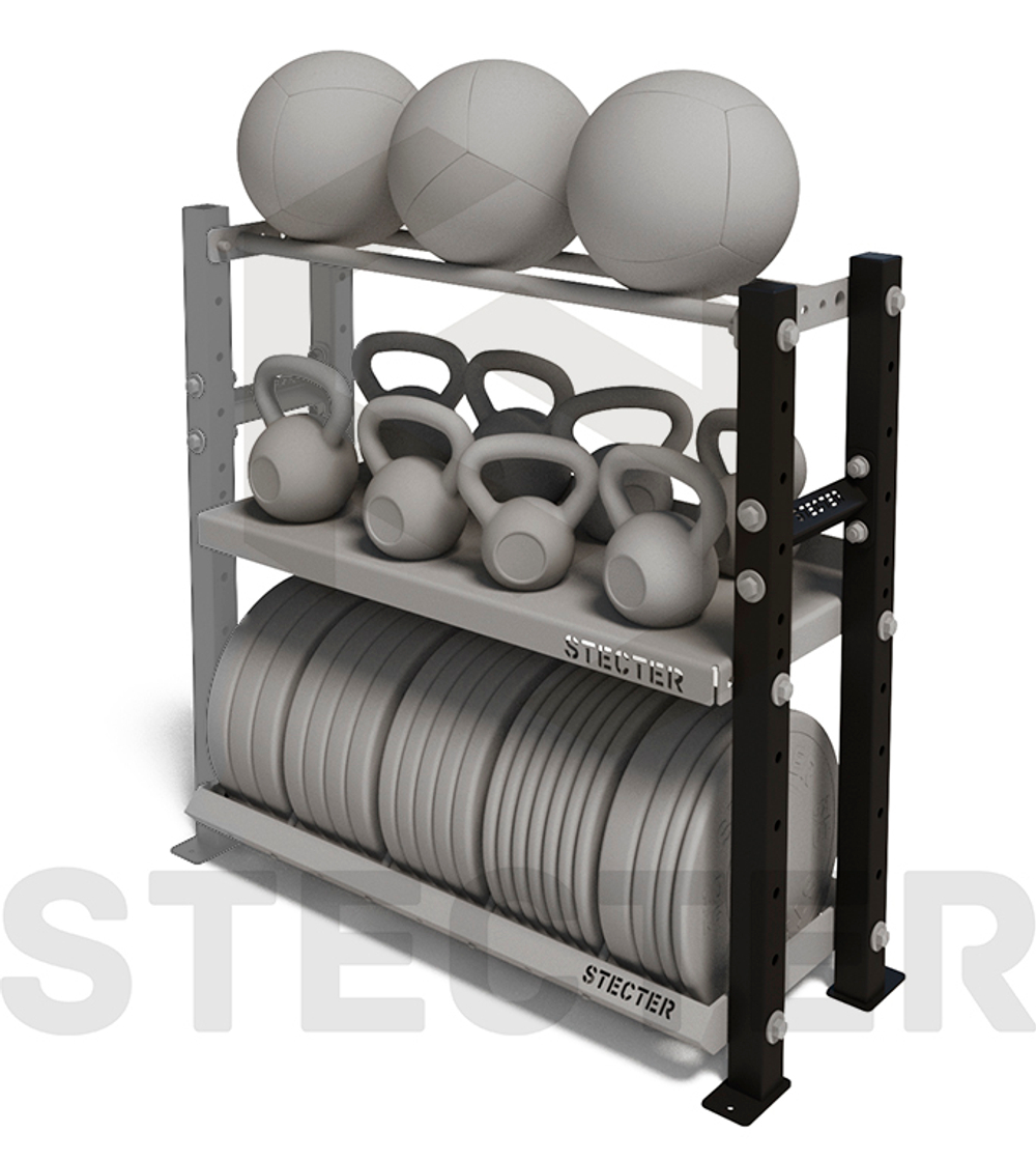 Стеллажная стойка - двойная с перемычкой (к-кт) Н=1160 мм