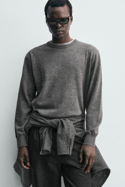 ZARA СВИТЕР ИЗ СМЕСОВОЙ ШЕРСТИ, СЕРЫЙ МЕЛАНЖ