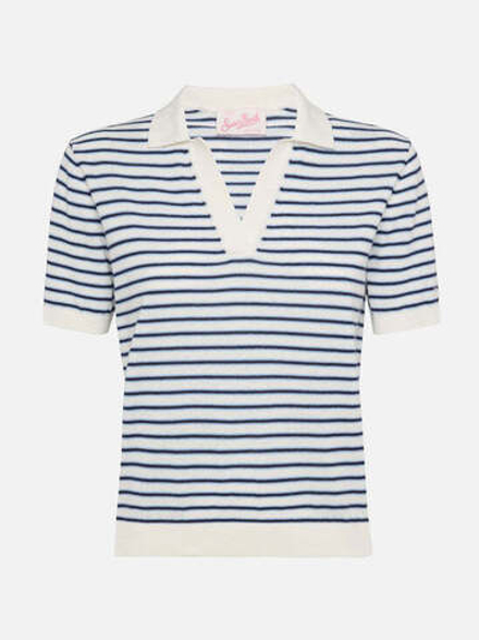 Поло MC Saint Barth Evonne Stripes tiny бел-голубая полоска