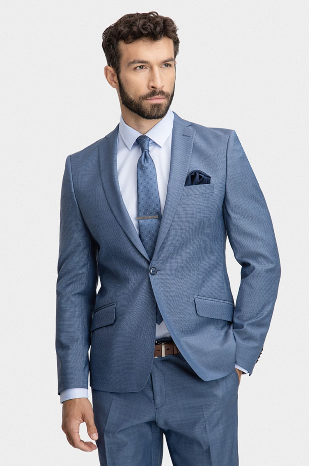 Мужской классический костюм (синий) В55