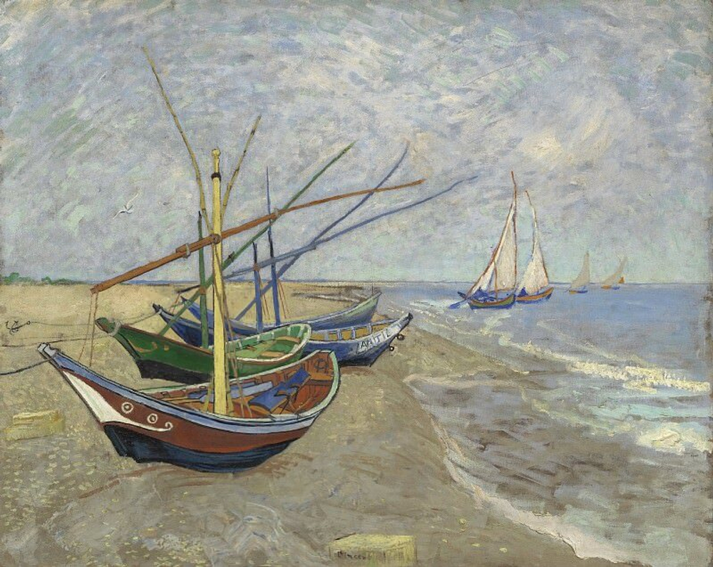 "Рыболовные лодки на берегу Сент-Мари", Ван Гог, Винсент, картина (репродукция), Настене.рф