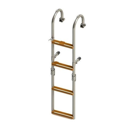 Трап складной с горизонтальным креплением, 4 ступени ироко (ширина 215мм.)