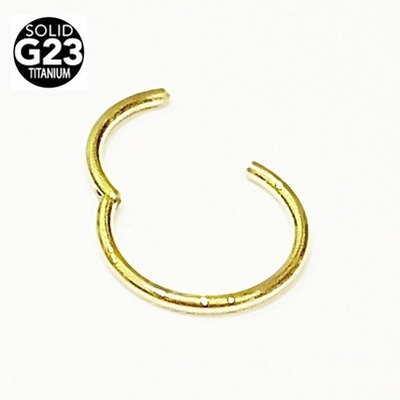 Пирсинг носа, губы, брови, сосков, ушей. Кольцо с замком 8х0,8 мм.  Золотистое.Титан G23. 1 шт.