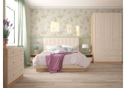 Шкаф Майя М-08 дуб баррик светлый / крем брюле трехдверный